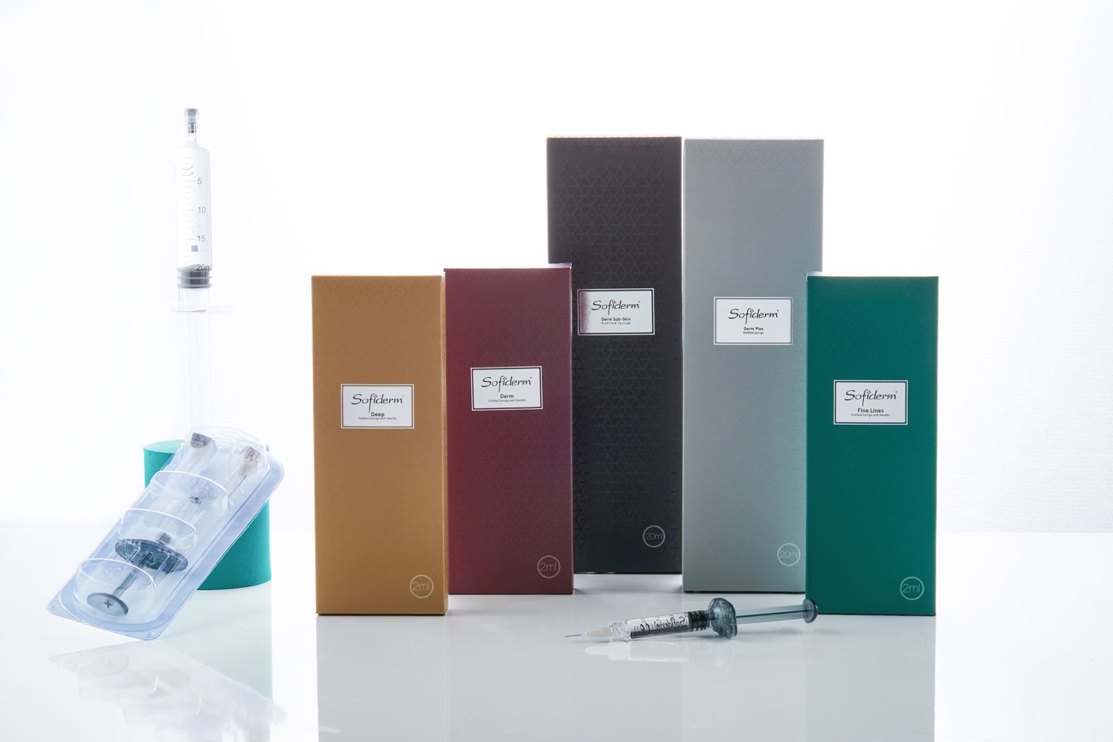 Pełna linia Sofiderm Derm Filler - Deep, Derm, Sub-Skin, Derm Plus, Fine Lines